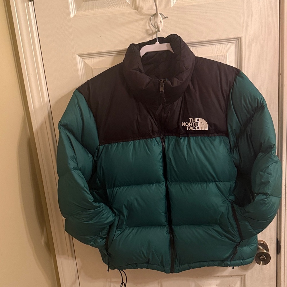 The North Face Black and Teal Down Jacket